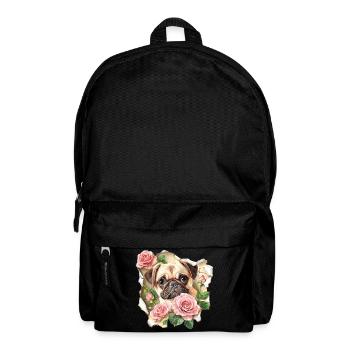 Mops mit Rosen - Rucksack - Schwarz - Vorne
