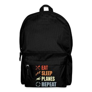 Eat Sleep Planes Repeat - Rucksack - Schwarz - Vorne