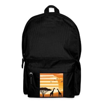Safari Sunset Giraffe Africa Landscape Shirt - Backpack - black - Front