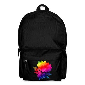 Colorful Floral Silhouette Rainbow Design - Backpack - black - Front