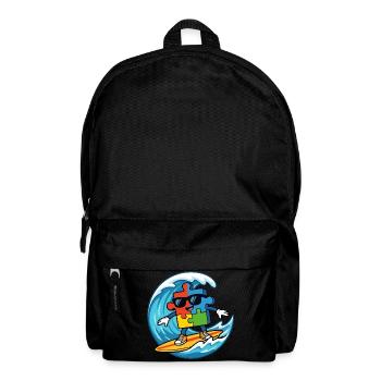 Cool Surfing Puzzle Piece Mascot Summer Beach Art - Backpack - black - Front