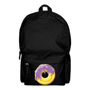 Donut mit violettem Guss und bunten Streuseln - Rucksack - Schwarz - Vorne