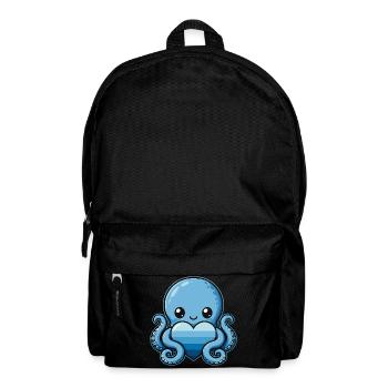 Blauer Herz-Octopus - Rucksack - Schwarz - Vorne