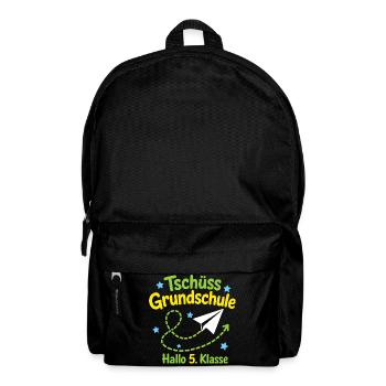 Tschüss Grundschule, Hallo 5. Klasse Papierflieger - Rucksack - Schwarz - Vorne