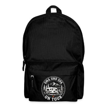 Camping Oma und Opa On Tour Shirt - Rucksack - Schwarz - Vorne