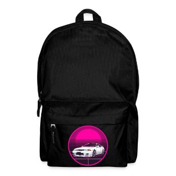 Retro JDM Drift Car Synthwave Pink Circle T-Shirt - Rucksack - Schwarz - Vorne