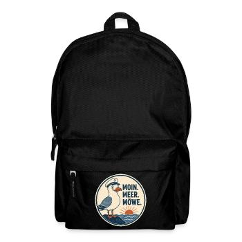 Moin Meer Möwe – Norddeutscher Küsten Spruch - Rucksack - Schwarz - Vorne