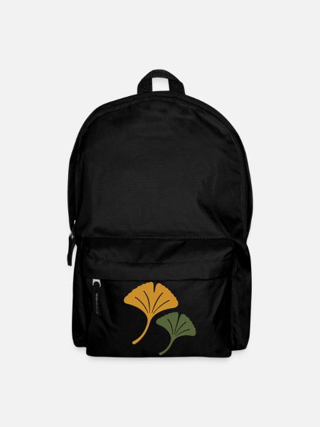 Ginkgo Duo – Minimalistische Blätter - Rucksack - Schwarz