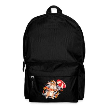 Niedlicher Hase im Herbst mit Regenschirm - Rucksack - Schwarz - Vorne