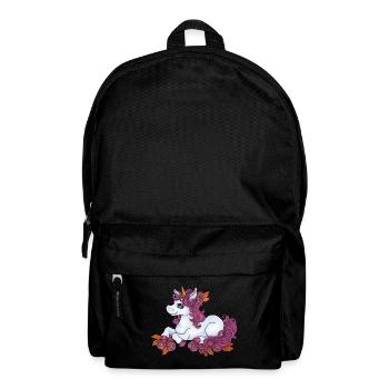 Niedliches Einhorn Kawaii mit Blumen Rosen rosa - Rucksack - Schwarz - Vorne