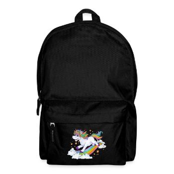 Niedliches Regenbogen Einhorn auf Wolke Geschenk - Rucksack - Schwarz - Vorne