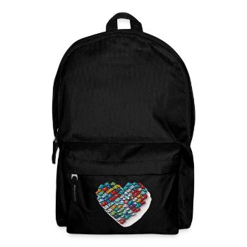 Toy Car Love: A Whimsical Heart-shaped Cartoon Des - Backpack - black - Front
