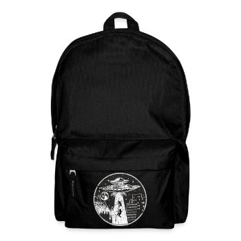 Alien UFO enlève un logo de chien et de propriétaire - Sac à dos - noir - Devant