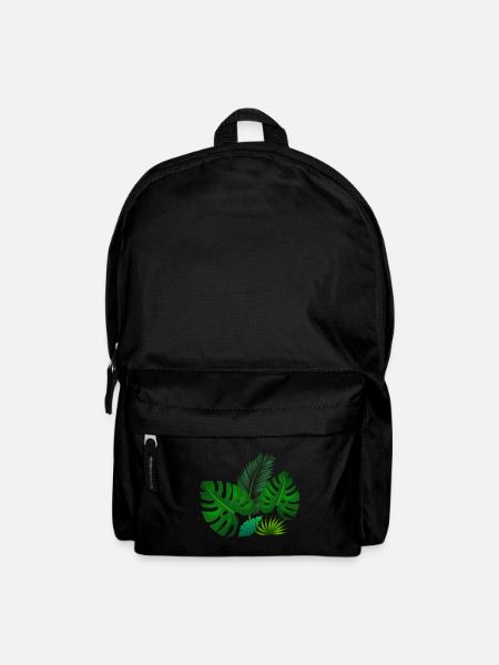 Grüne tropische Blätter - Rucksack - Schwarz
