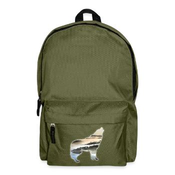 Wolf Landscape Mountains Fog Gift - Backpack - olive green - Front