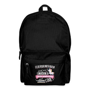 Feuerwehrfrau Feuerwehr Einhorn Beruf Spruch - Rucksack - Schwarz - Vorne