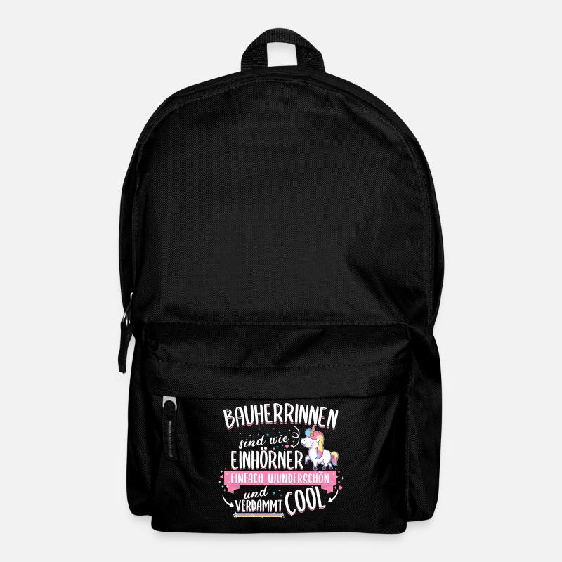 Bauherrin Bauherr Hausbau Einhorn Spruch - Rucksack - Schwarz