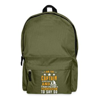 BootfahrenDesignKapitän Tshirt "Ich bin der - Rucksack - Olivgrün - Vorne