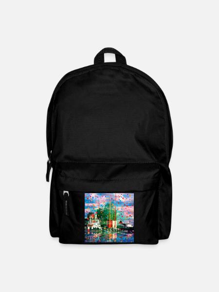 08 Hamburg Hafen Elphi Schiffe Kräne - Rucksack - Schwarz