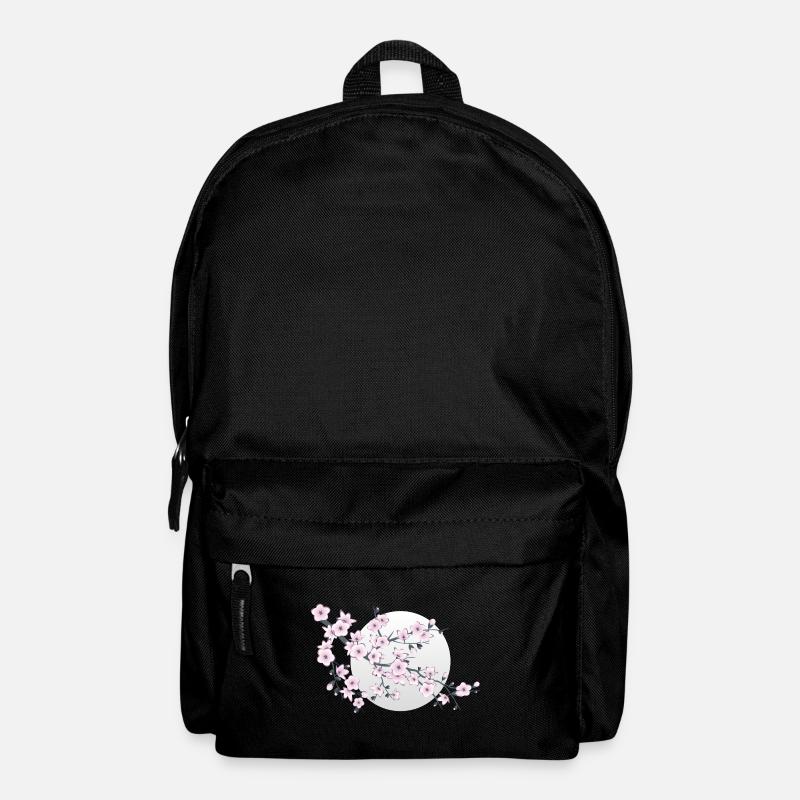 Altrosa Kirschblütenzweig Vollmond - Rucksack - Schwarz