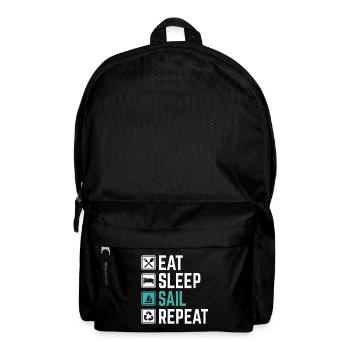 eat sleep sail repeat t-shirt sailing sailboat - Backpack - black - Front