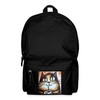 Katze genießt Kaffee - Rucksack - Schwarz - Vorne