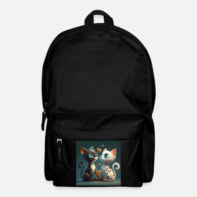 Cartoon Kitten mit Herz - Rucksack - Schwarz