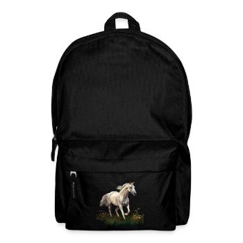 Cheval blanc style peinture réaliste dans un pré - Sac à dos - noir - Devant
