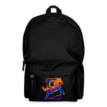 Horse Riding Rider Jumping Gallop Colorful Vintage - Backpack - black - Front
