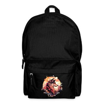 Wolf Wolfskopf Natur Wildnis Wald Bäume Kunst - Rucksack - Schwarz - Vorne