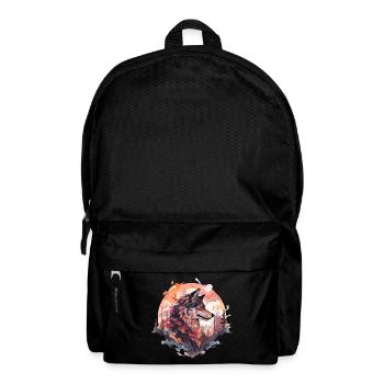 Wolf Wolfskopf Natur Wildnis Wald Bäume Kunst - Rucksack - Schwarz - Vorne