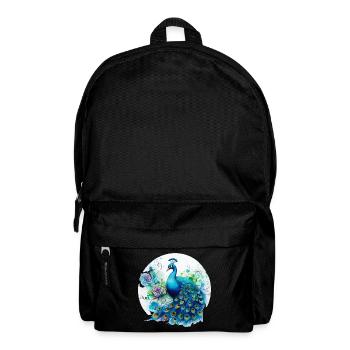 Fleurs de paon Plume de paon exotique coloré coloré - Sac à dos - noir - Devant