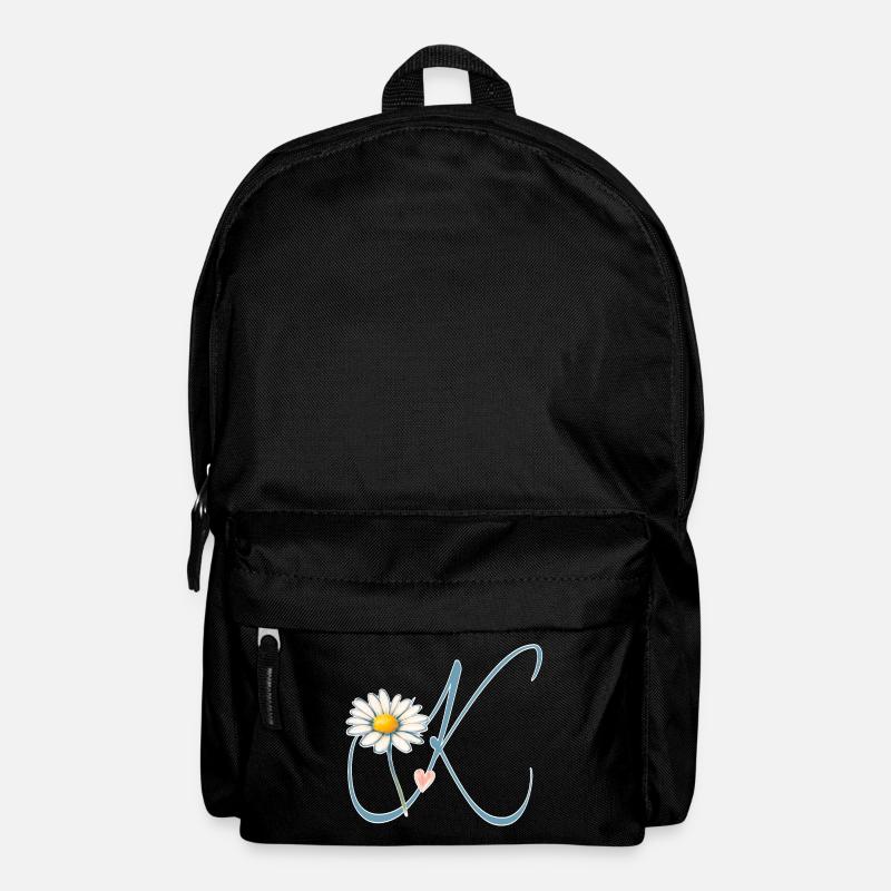Buchstabe K Gänseblümchen Herz - Rucksack - Schwarz