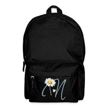 Buchstabe N Gänseblümchen Herz - Rucksack - Schwarz - Vorne