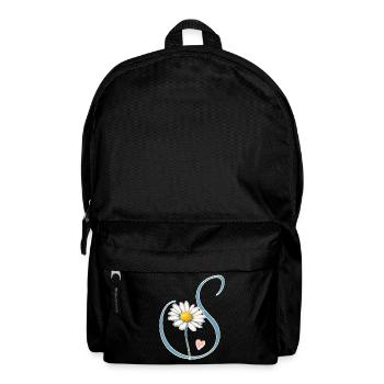 Buchstabe S Gänseblümchen Herz - Rucksack - Schwarz - Vorne