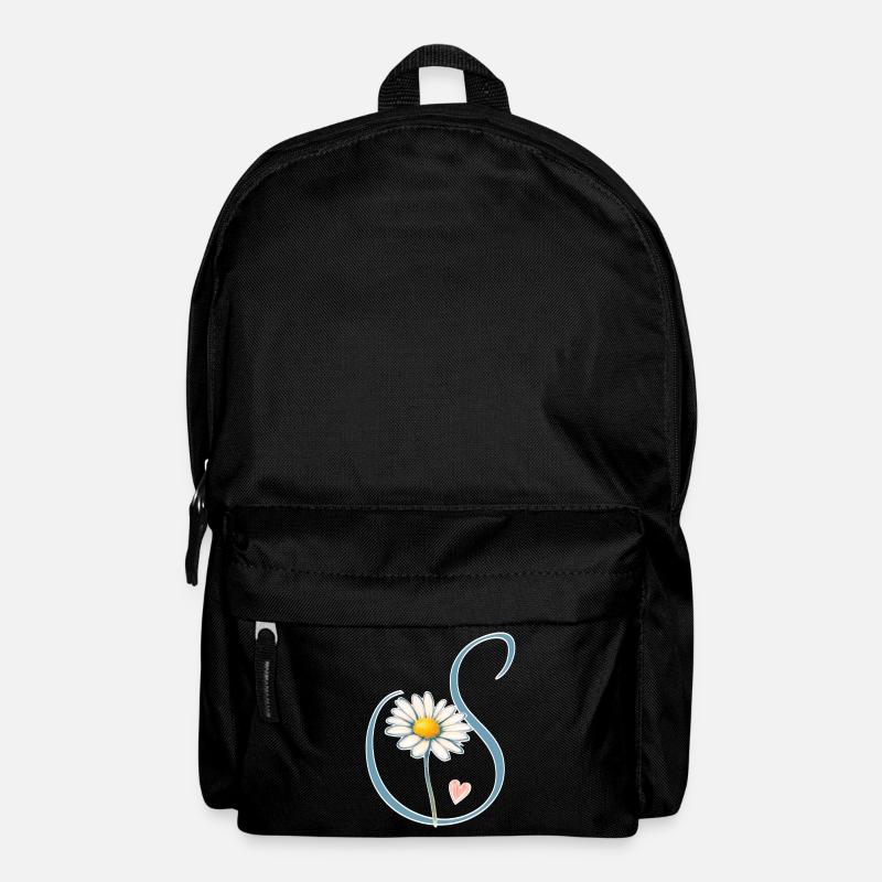 Buchstabe S Gänseblümchen Herz - Rucksack - Schwarz