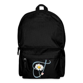 Buchstabe T Gänseblümchen Herz - Rucksack - Schwarz - Vorne