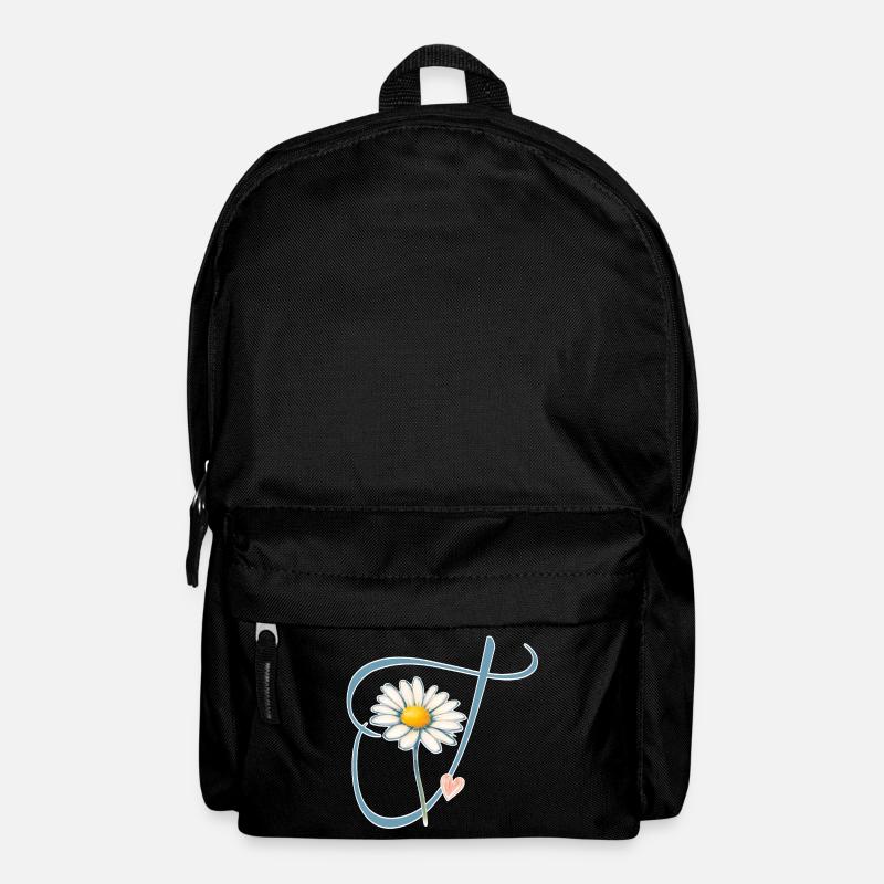 Buchstabe T Gänseblümchen Herz - Rucksack - Schwarz