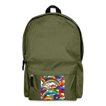 Regenbogen und Wolken - Rucksack - Olivgrün - Vorne