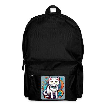 Weiße Grinsekatze - Rucksack - Schwarz - Vorne