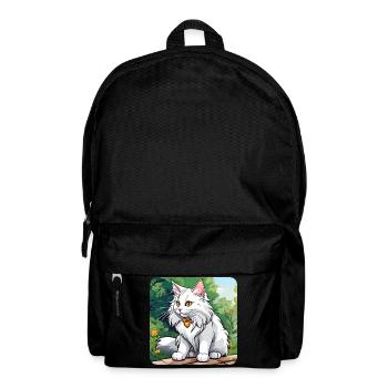 Mignon chat Maine Coon blanc aux yeux jaunes - Sac à dos - noir - Devant