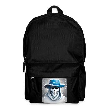 Grinning skull in hoodie with hat and snow - Backpack - black - Front