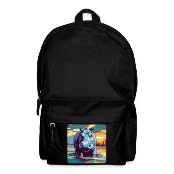 Nilpferd im Sonnenuntergang - Rucksack - Schwarz - Vorne