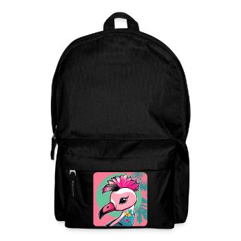 Niedlicher pinker Flamingo im Hawaai Look - Rucksack - Schwarz - Vorne