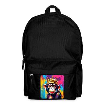 Singe mignon avec couronne dans le style graffiti - Sac à dos - noir - Devant