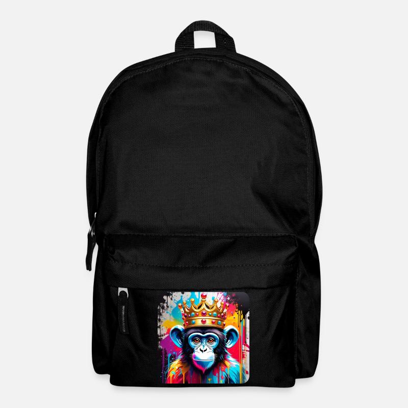 Niedlicher Affe mit Krone im Graffiti Style - Rucksack - Schwarz
