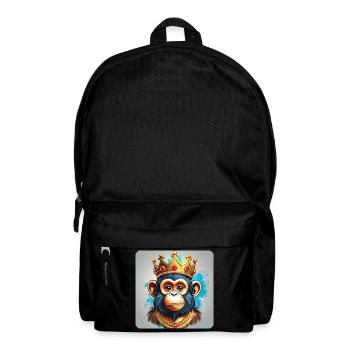 Singe mignon avec couronne dans le style de dessin animé - Sac à dos - noir - Devant