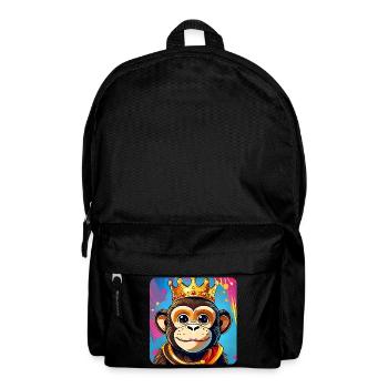 Cute grinning monkey with crown - Backpack - black - Front