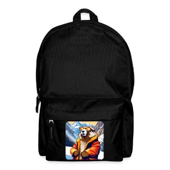 Cooles Murmeltier in den Alpen mit Sonnenbrille - Rucksack - Schwarz - Vorne