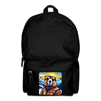 Cooles Murmeltier in den Alpen mit Sonnenbrille - Rucksack - Schwarz - Vorne